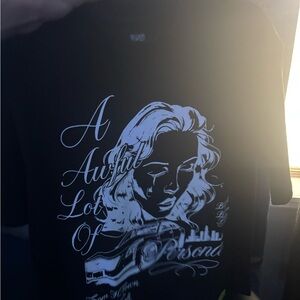 Black Graphic Tee with White Design